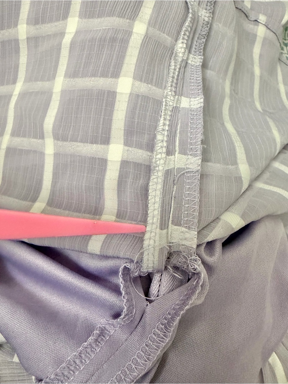 Allison & Kelly Plaid Romper Tiered Skort Puff Sleeve Lilac Large L⁠ -FLAW - Picture 7 of 10